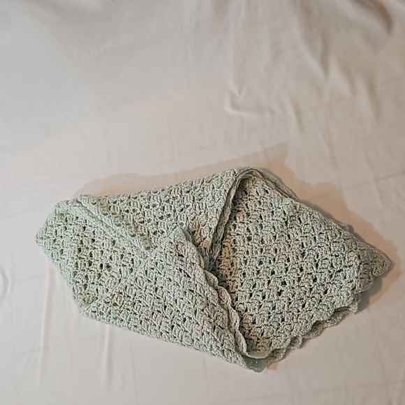Handmade Crochet Blanket 40x40 Soft Lacy Afghan Pastel Baby Heirloom Cozy Throw - Picture 4 of 17